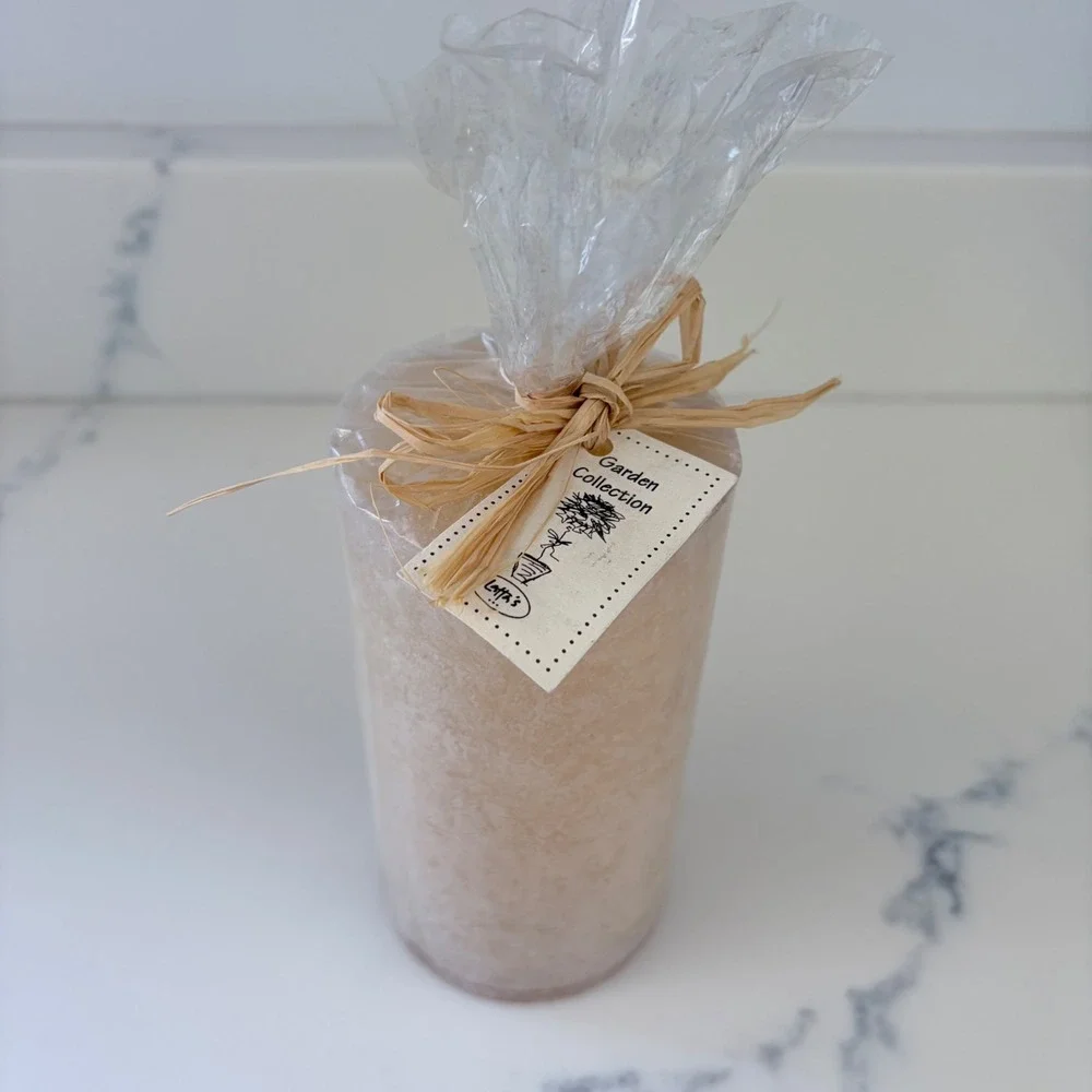 Latta's Garden Collection Tan Mottled Pillar Candle 3x6 Rustic Decor New
